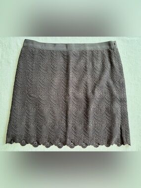 J. Crew Black Lace Scalloped Hem A-Line Skirt 10